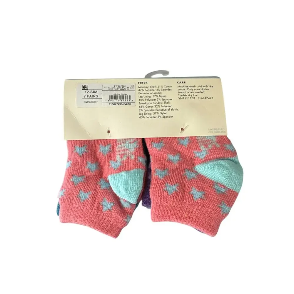 Cat & Jack Girls Low-Cut Socks Colorful 7 Pairs, Size 12-24 Months